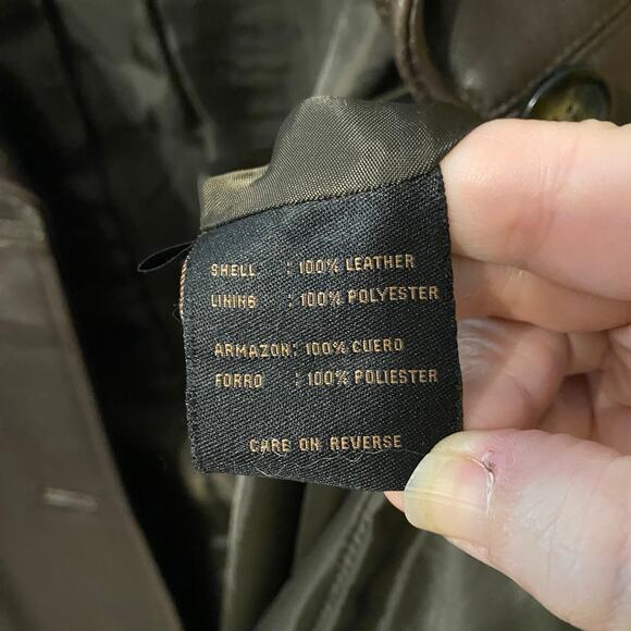 Siena Genuine Leather Jacket Chocolate Brown XL Button Front Mid-Length Coat - Picture 9 of 11